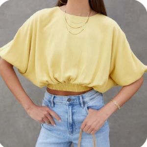 Kerry Smocked Short Sleeve Top- Dusty Mustard